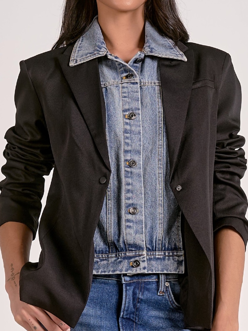 New with tags. Elan blazer w denim jacket insert.